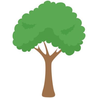 2D düz ağaç yuvarlak yeşil gölgelikli ve dik gövdeli park manzaraları ve doğa varlıkları için mükemmel.