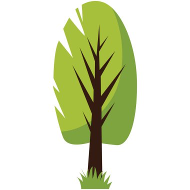 2d dikey yaprak ağacı, modern manzaralar bahçe sahneleri ve stilize doğa tasarımları için uygun dar dikey yapraklar.