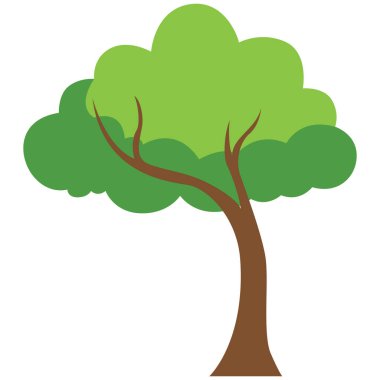 2D geniş yeşil yaprakları ve sağlam gövdesi olan ağaç, park bahçesi ve doğa tasarımı için idealdir.