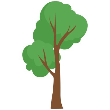 2d yan dallanan bir ağaç ve orman manzarası ve doğa projeleri için uygun yeşil yapraklar.