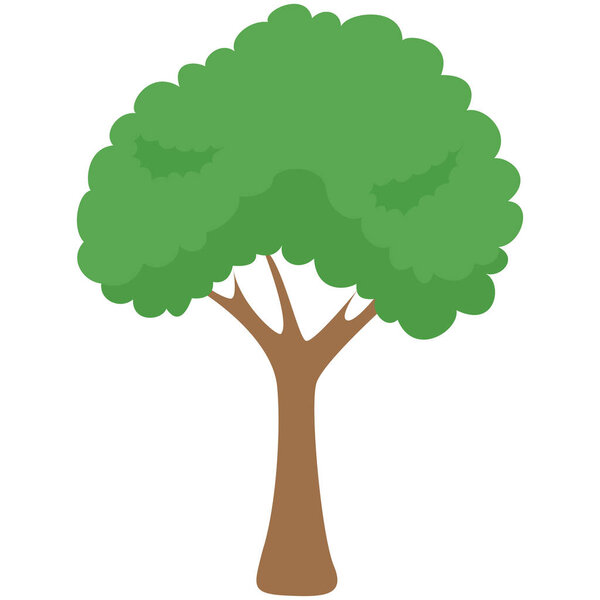 2d tall straight tree with rounded green canopy and upright trunk perfect for park landscapes garden scenes and nature assets