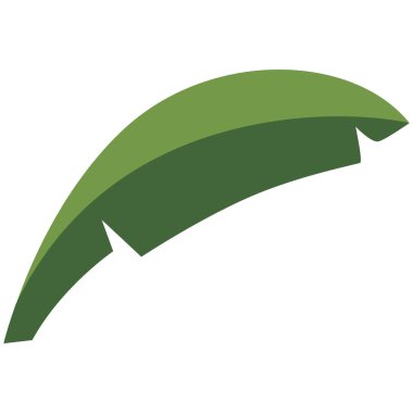 2D geniş yeşil yaprak ve pürüzsüz organik şekil. Tropikal temalar için ideal botanik sahneler ve doğa temelli tasarımlar.