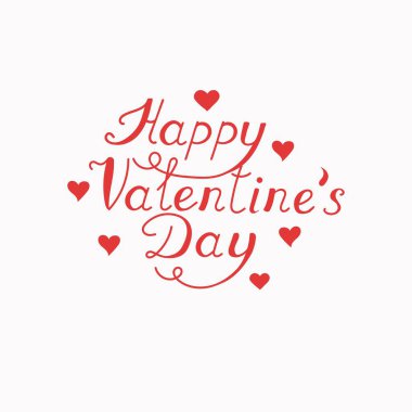 Minimalist kırmızı Sevgililer Gününüz kutlu olsun. Temiz bir arkaplanda dekoratif kalp unsurlarıyla birlikte.