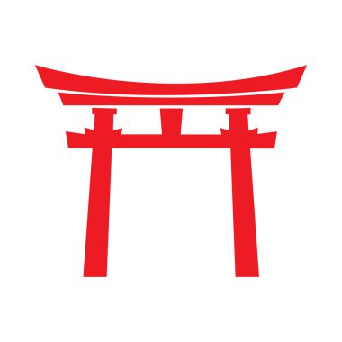 Minimalist Red Torii Gate Vector Illustration in Flat Style on a White Background