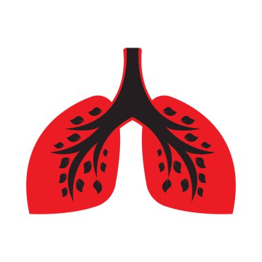 Human Lungs Vector Illustration with Red Lungs and Black Tree Branch with Leaves Design