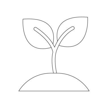 Çevre ve Doğa Büyümesi Konsepti için Toprak Simgesi Vektöründen Büyüyen Minimalist Bitki Filizi