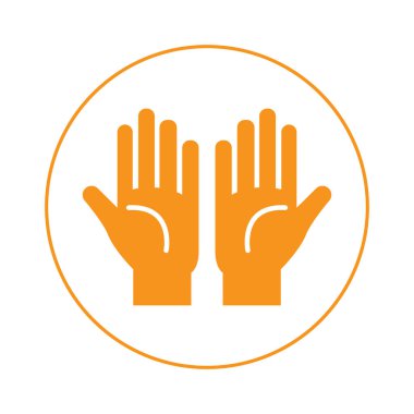 İki Elin Turuncu Renkli Silüeti Duayla ya da Çemberin İçi Resimleriyle Büyütüldü