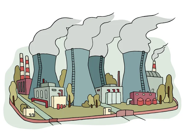Nükleer enerji santrali kroki — Stok Vektör
