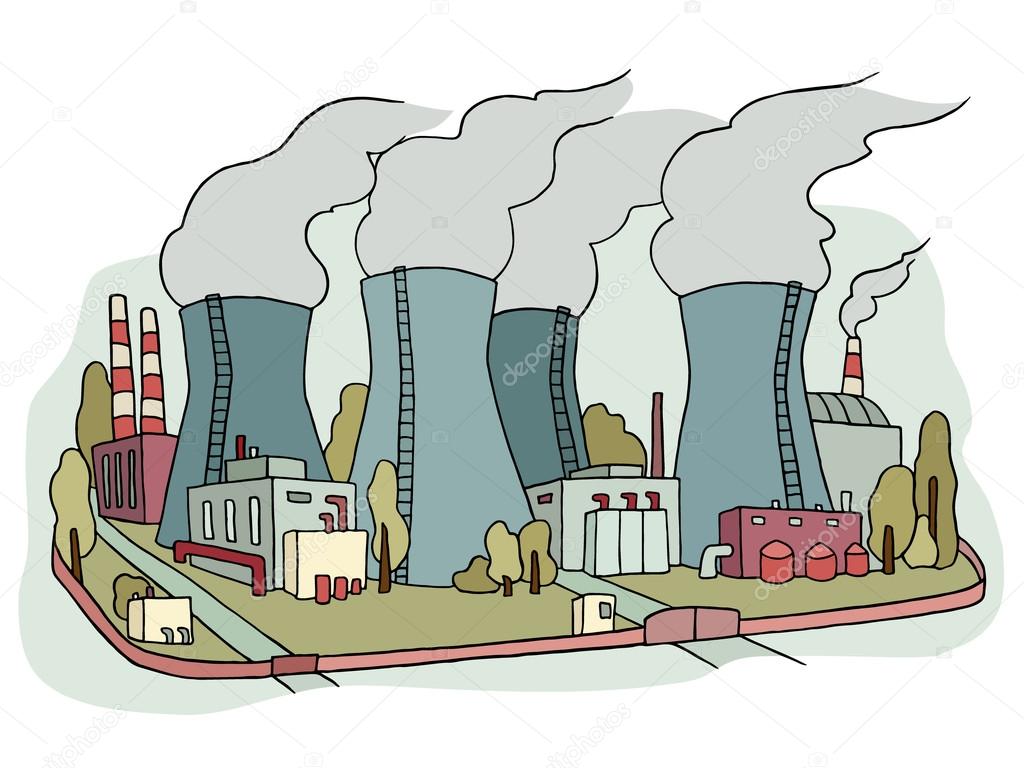 sketch of nuclear power station