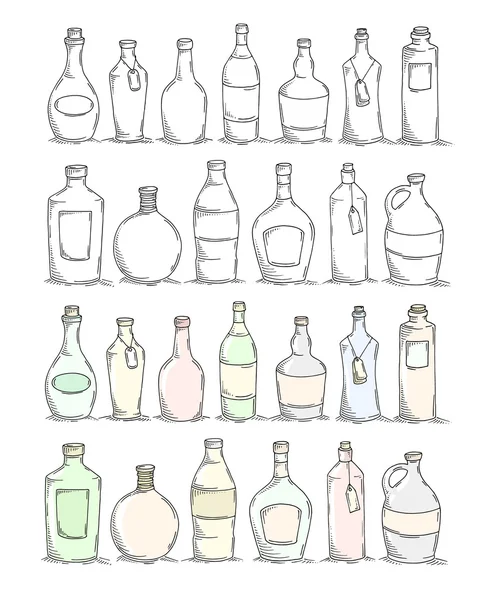 Set of cartoon doodle bottles. — Stock Vector