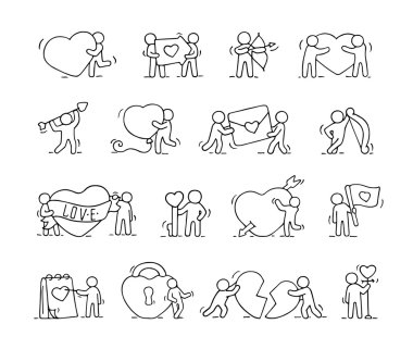 aşk sembolleri ile küçük insanlar