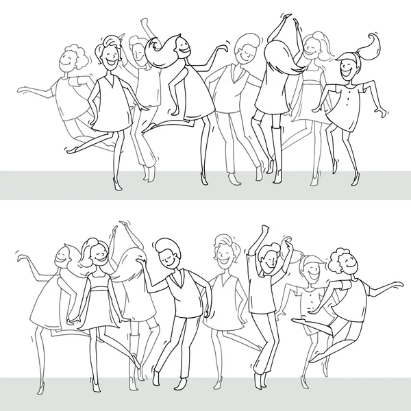 Dansende mensen in verschillende poses — Stockvector