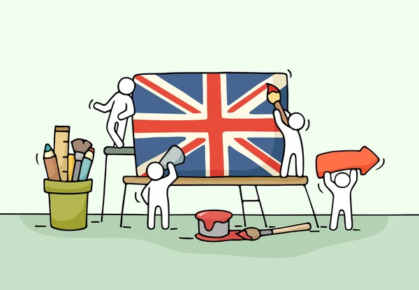 영국 국기를 가진 작은 사람들. — 스톡 벡터