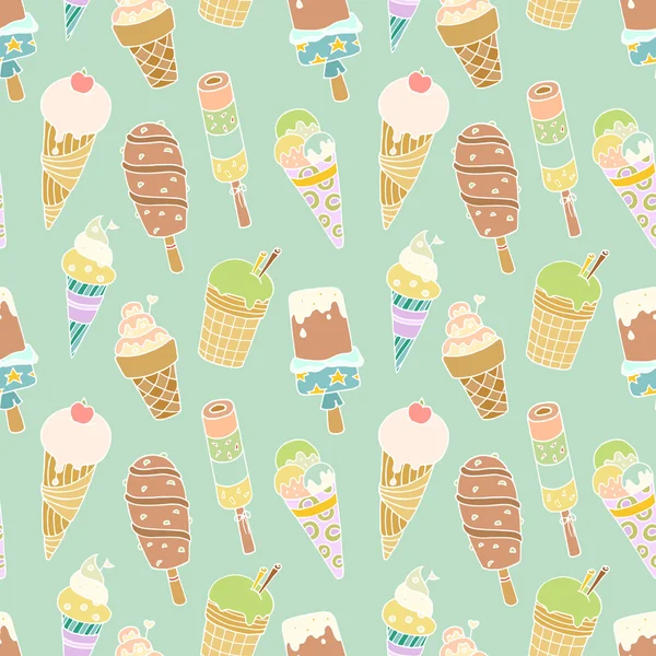 Patrón con dibujos animados lindos helados — Vector de stock