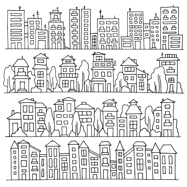 Scketch arquitectura de la gran ciudad — Vector de stock