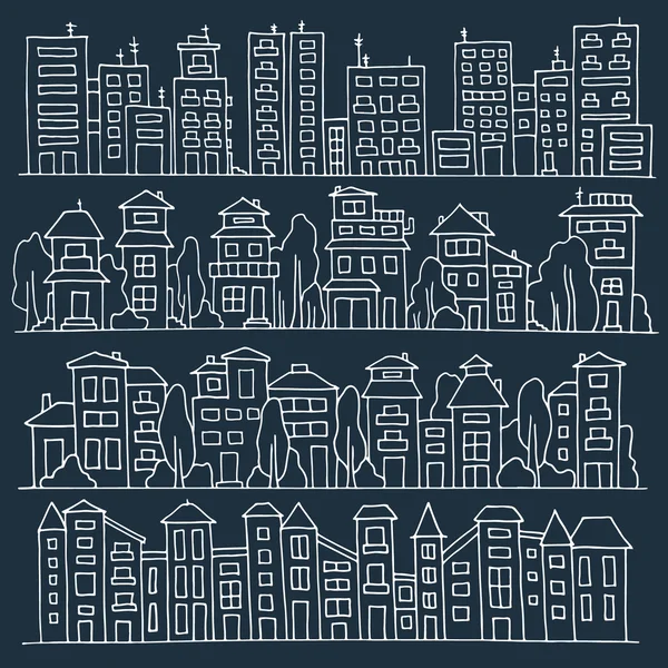 Scketch arquitectura de la gran ciudad — Vector de stock