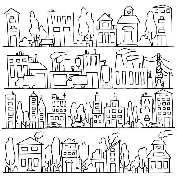 Scketch arquitectura de la gran ciudad — Vector de stock