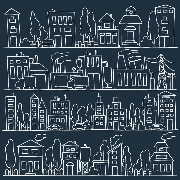 Scketch arquitectura de la gran ciudad — Vector de stock