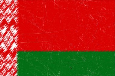 Kırmızı ve yeşil yatay bantlı, desenli ve biraz kaotik, çizik, neredeyse bayrak benzeri sunumlu sıkıntılı soyut arkaplan.