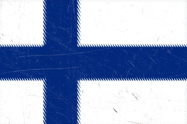 Sıkıntılı Finlandiya bayrağı grafiğinde beyaz bir alanda mavi bir İskandinav haçı, tarih, vatanseverlik ve dayanıklı bir ulusal kimlik duygusu taşır..