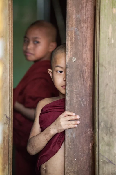 Genç keşiş bir pencereden dışarı bakıyor 