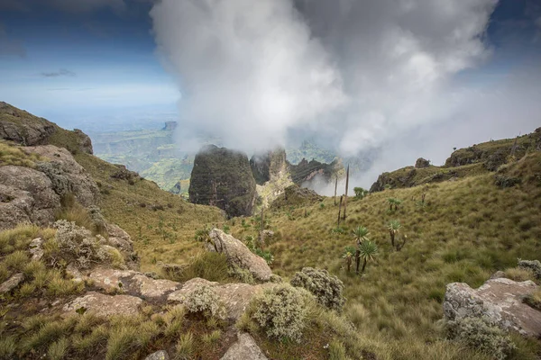 Formações Nuvens Sobre Montanhas Simien Etiópia — Fotografia de Stock