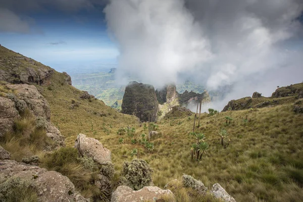 Formações Nuvens Sobre Montanhas Simien Etiópia — Fotografia de Stock