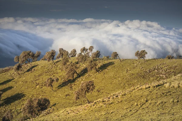 Formações Nuvens Sobre Montanhas Simien Etiópia — Fotografia de Stock