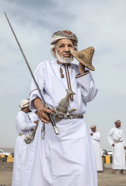 Хадал Оман Апреля 2018 Года Мужчины Омани Традиционной Одежде — стоковое фото