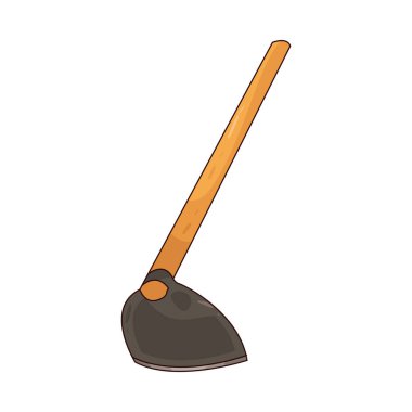 A Hoe is a hand tool with a flat blade used for digging or weeding soil.
