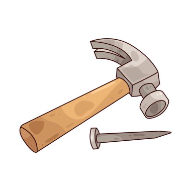 A Hammer and Nail symbolize basic construction tools used for fastening materials like wood or metal.