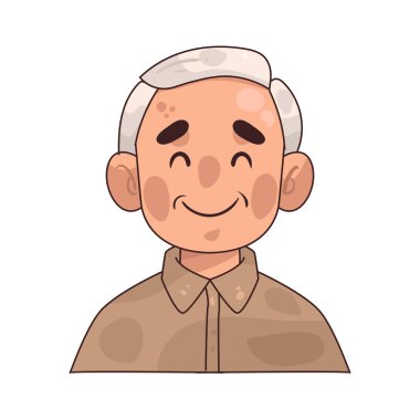 Yaşlı bir adamın gülümsemesi, neşeli bir ifadeyle, sıcaklığı, bilgeliği ve mutluluğu simgeleyen yaşlı bir adamı gösteren bir görüntüdür..