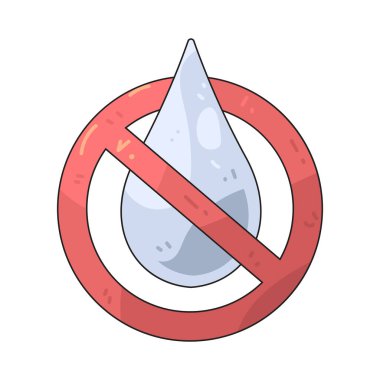 Su damlası yasağı belli beslenme aşamalarında içme suyuna uygulanan kısıtlamaları sembolize eder.