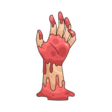 Kanlı el, korkuyu ve tehlikeyi simgeleyen sahte kanla kaplı bir eldir..