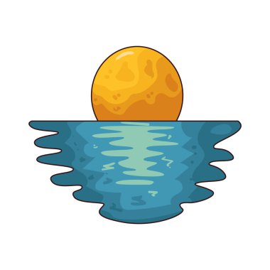 Denizin üzerindeki güneş, okyanus sularının üzerinde parlayan güneşin bir görüntüsüdür..