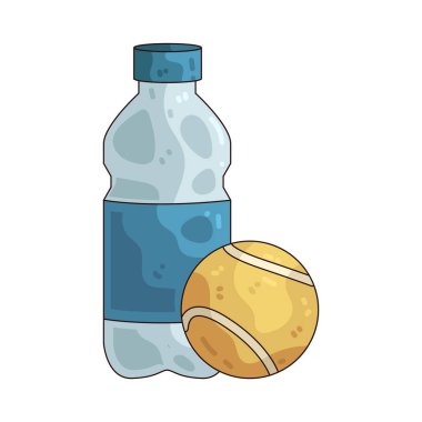 Padel topu olan bir su şişesi antrenman ya da maçlarda susuzluğu ve hazır olmayı simgeler..