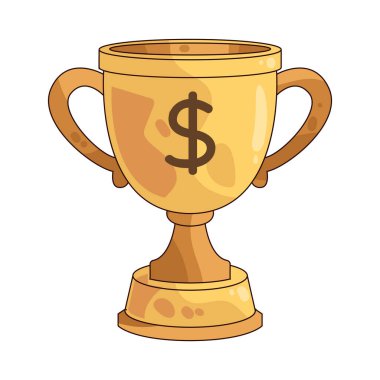 Dolar sembollü kupa mali başarı, başarı ve büyük yatırım hedeflerine ulaşmayı temsil ediyor.