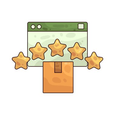 Değerlendirme yıldızları müşteri reytinglerini ve geri bildirim puanlarını sembolize eder.