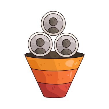 Bir pazarlama hunisi müşteri yolculuğunu farkındalıktan dönüşüme gösterir.