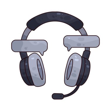 Kulaklık, iletişim için kullanılan mikrofonlu kulaklıkların bir çizimi..