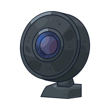 Webcam is an illustration representing a camera used for online video communication.