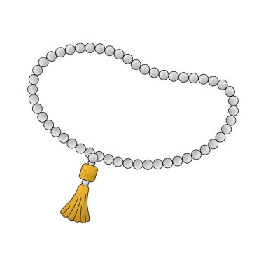 Tasbih, tekrarlanan dualar ve ruhani farkındalıkla Allah 'ı anmayı sembolize eder..