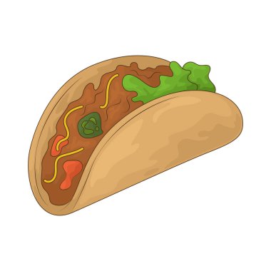 Taco, et, sebze ve malzemelerle dolu katlanmış veya rulo yapılmış bir tortilla..