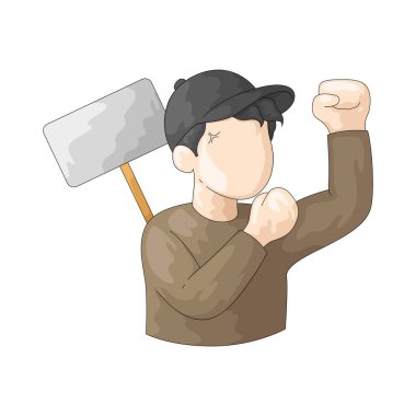 Şapkalı bir protestocu, kişisel tarzı veya koruması olan bireysel bir göstericiyi resmediyor.