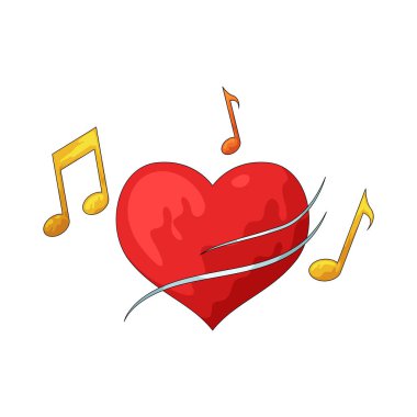 Bir müzik kalbi müzikle ifade edilen aşkı temsil eder..