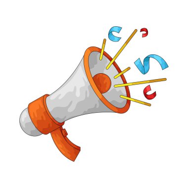 Konfetili bir megafon duyuruları, heyecanı ve şenlikli yeni yıl enerjisini simgeler..