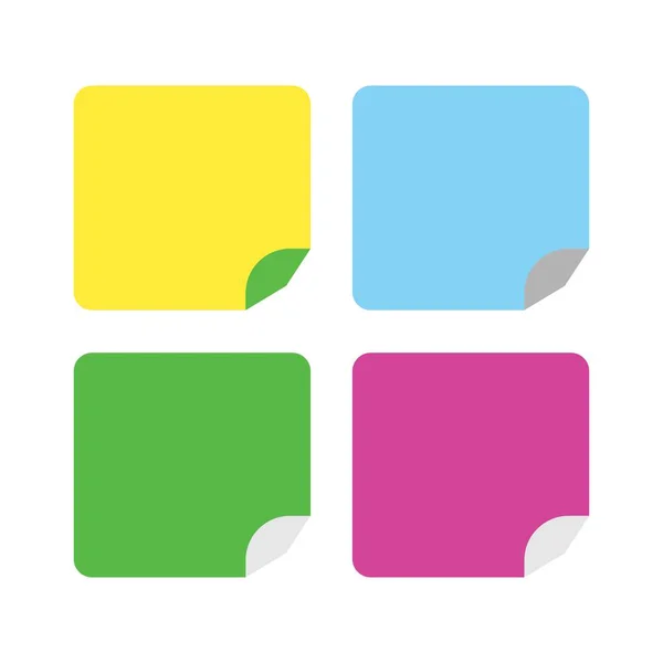 Yuvarlak köşeli dört kare yapışkan nota beyaz arka planda ikişer ikişer dizilir. Notalar canlı renklerde: sol üstte sarı, sağ üstte açık mavi, sol altta açık yeşil ve altta mor.