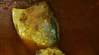 Geleneksel Bangladeş Tuzlu Hilsa Hazırlama ve zerdeçal ve Şili