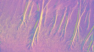 Yanardöner ışık yansımaları akışkan dikey dokular oluşturan soyut mor arkaplan. Premium tasarım arka planlar, duvar kağıtları, afişler, dijital sanat eserleri ve yaratıcı görsel kompozisyonlar için uygun modern, sanatsal bir yüzey..