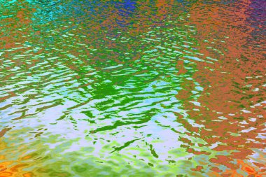 Canlı dalgalanmalar ve renkli yansımalarla soyut su yüzeyi akışkan organik desenler oluşturuyor. Doğal hareket ve ışık modern arka planlar, yaratıcı tasarım, marka görselleri ve kavramsal çevre için uygun dinamik bir doku oluşturur.